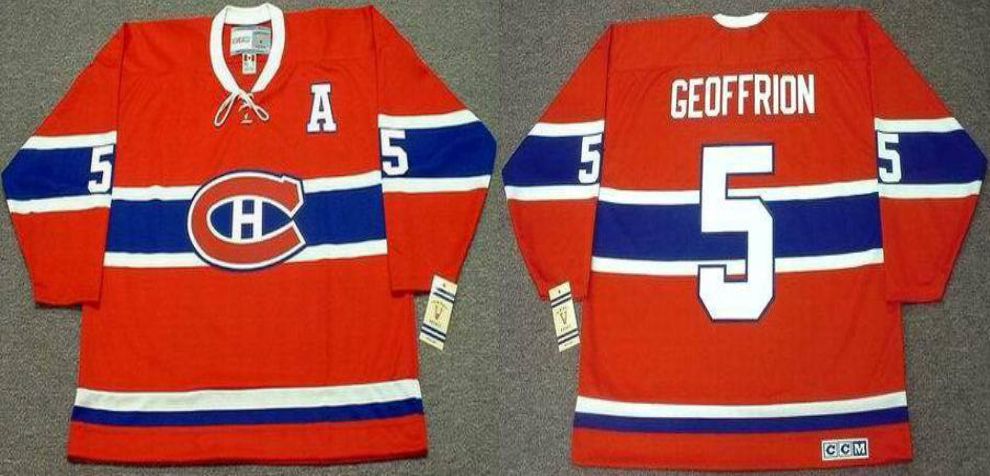 2019 Men Montreal Canadiens 5 Geoffrion Red CCM NHL jerseys